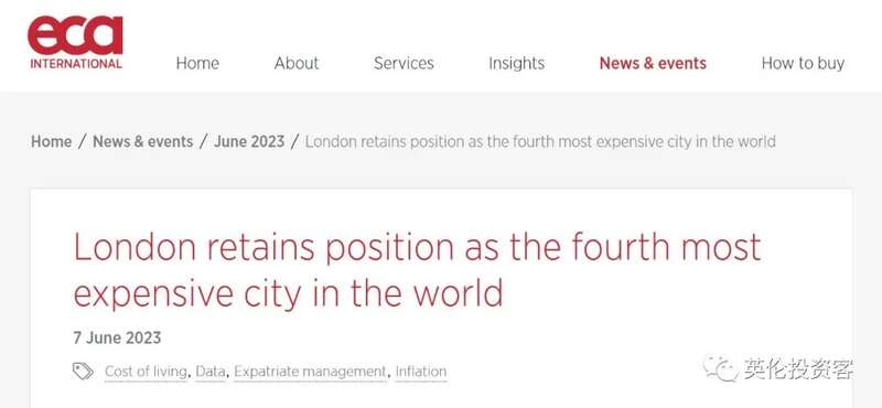 伦敦是2023年全球第四贵的城市，延续了2022年的排名